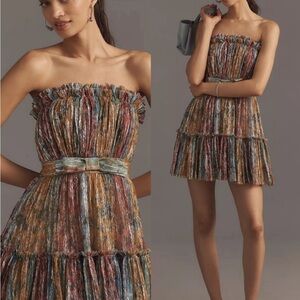 Dress the Population Petra Metallic Strapless Cocktail Minidress